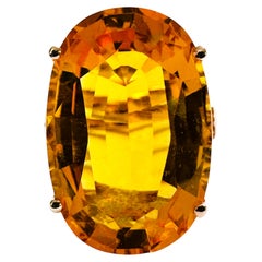 New 16.10 Carat Deep Citrine 
Diamond Cut Sapphire R Gold PL Sterling Ring