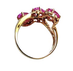 Nuovo anello in oro rosa e argento PL con 3 zaffiri rosa e bianchi da 1,62 carati