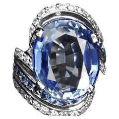 New 16.2 Ct Violet Blue Sapphire 
White Sapphire Sterling Ring