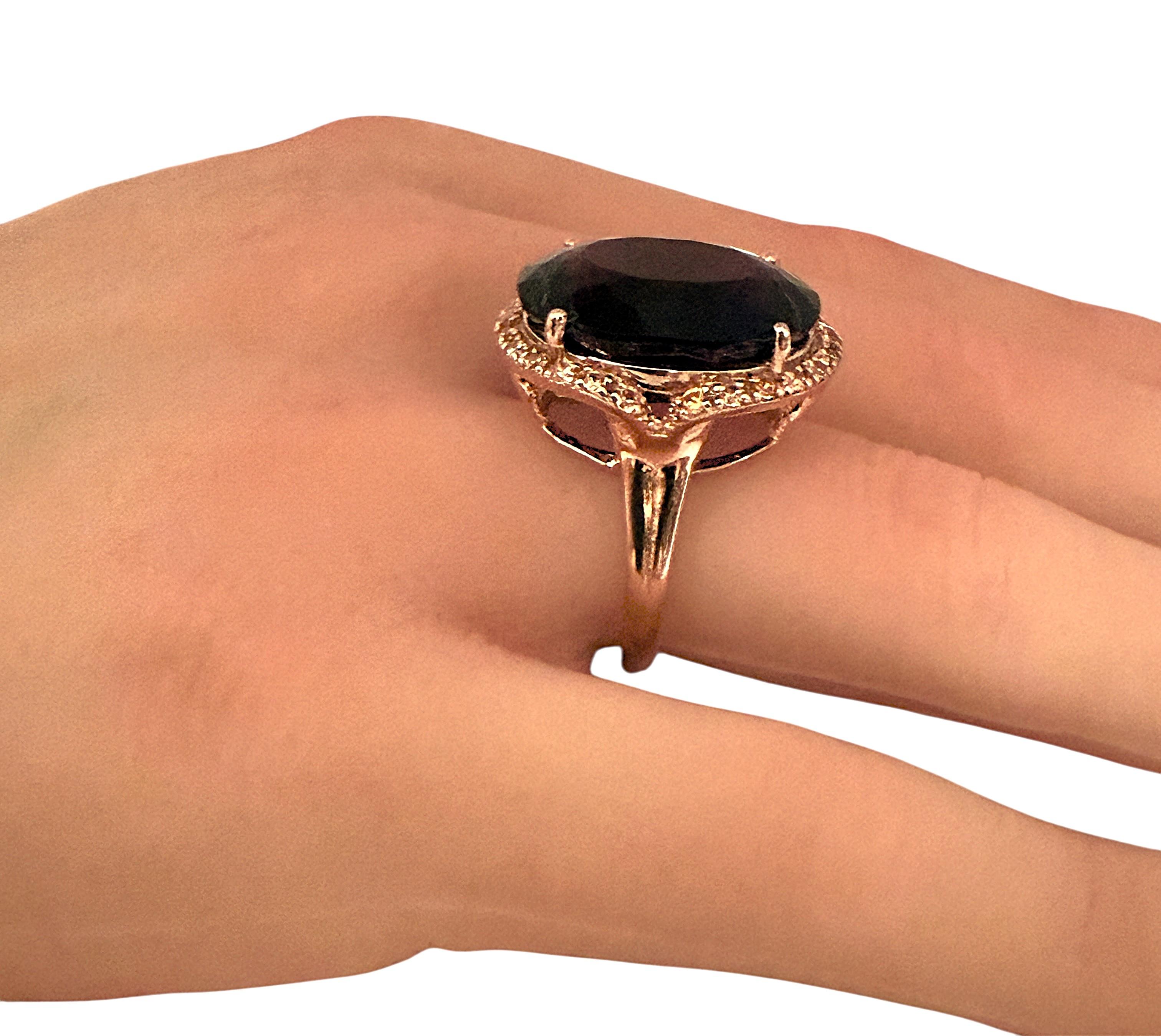 New 16.45 Oval Cut Amethyst & Diamantschliff Saphir Rose Gold PL Ring im Angebot 2