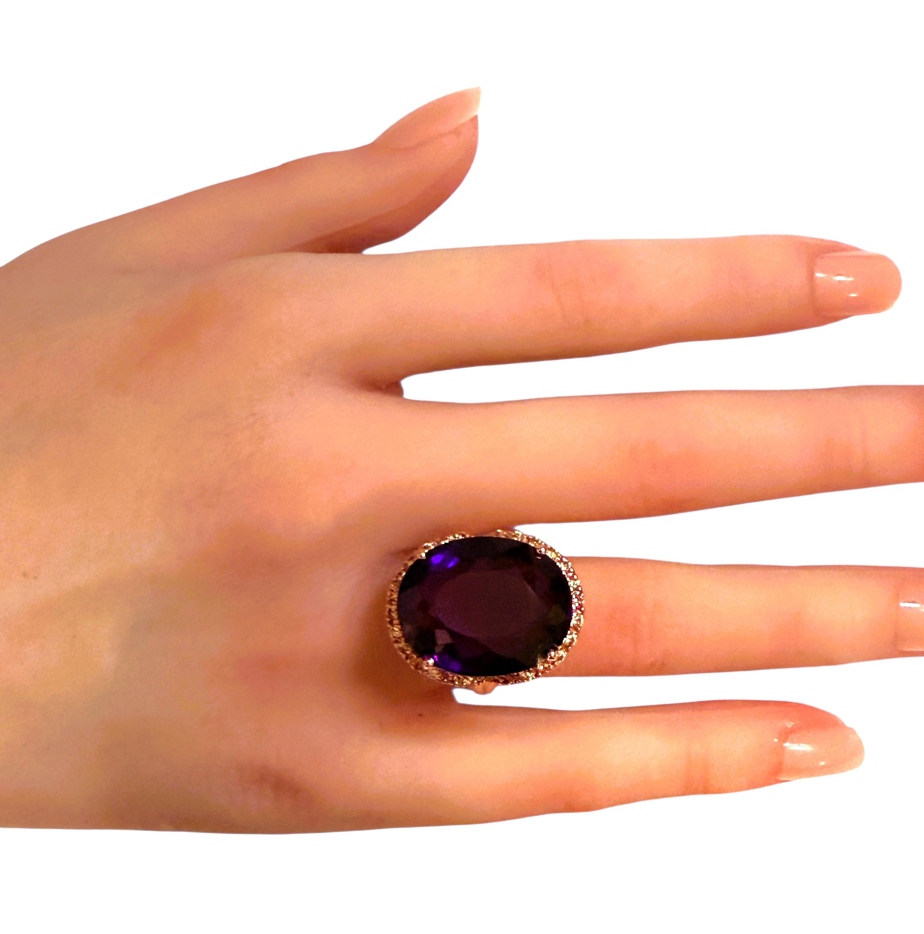 New 16.45 Oval Cut Amethyst & Diamantschliff Saphir Rose Gold PL Ring im Angebot 3