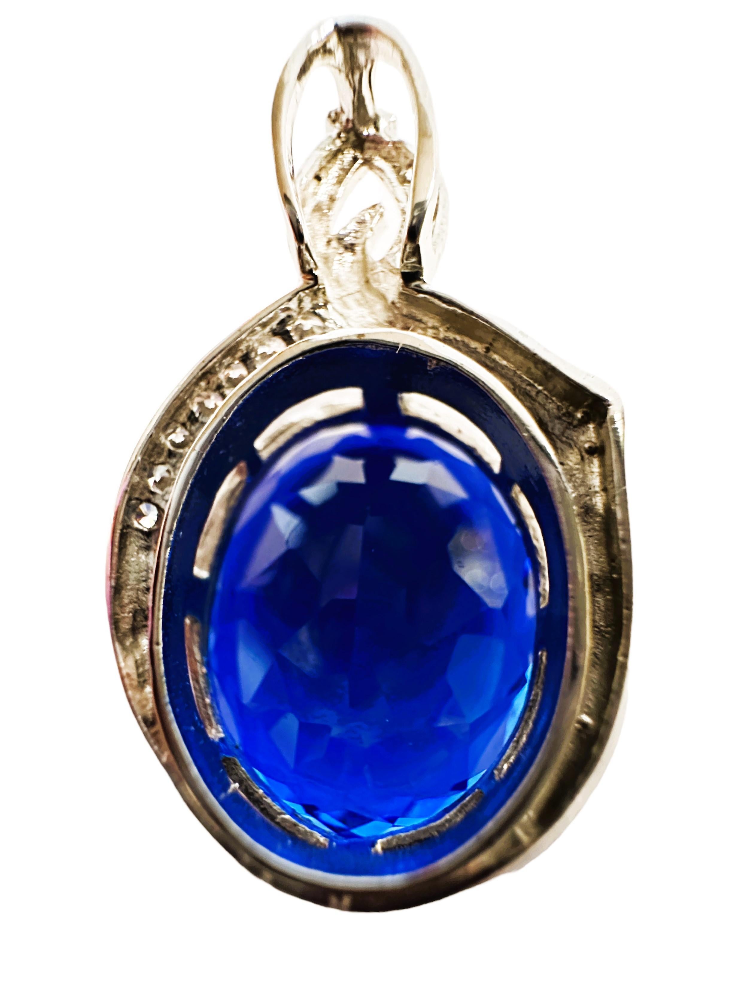 Neu  16,50 Karat Blauer Topas & Weißer Saphir Sterling Halskette 18
