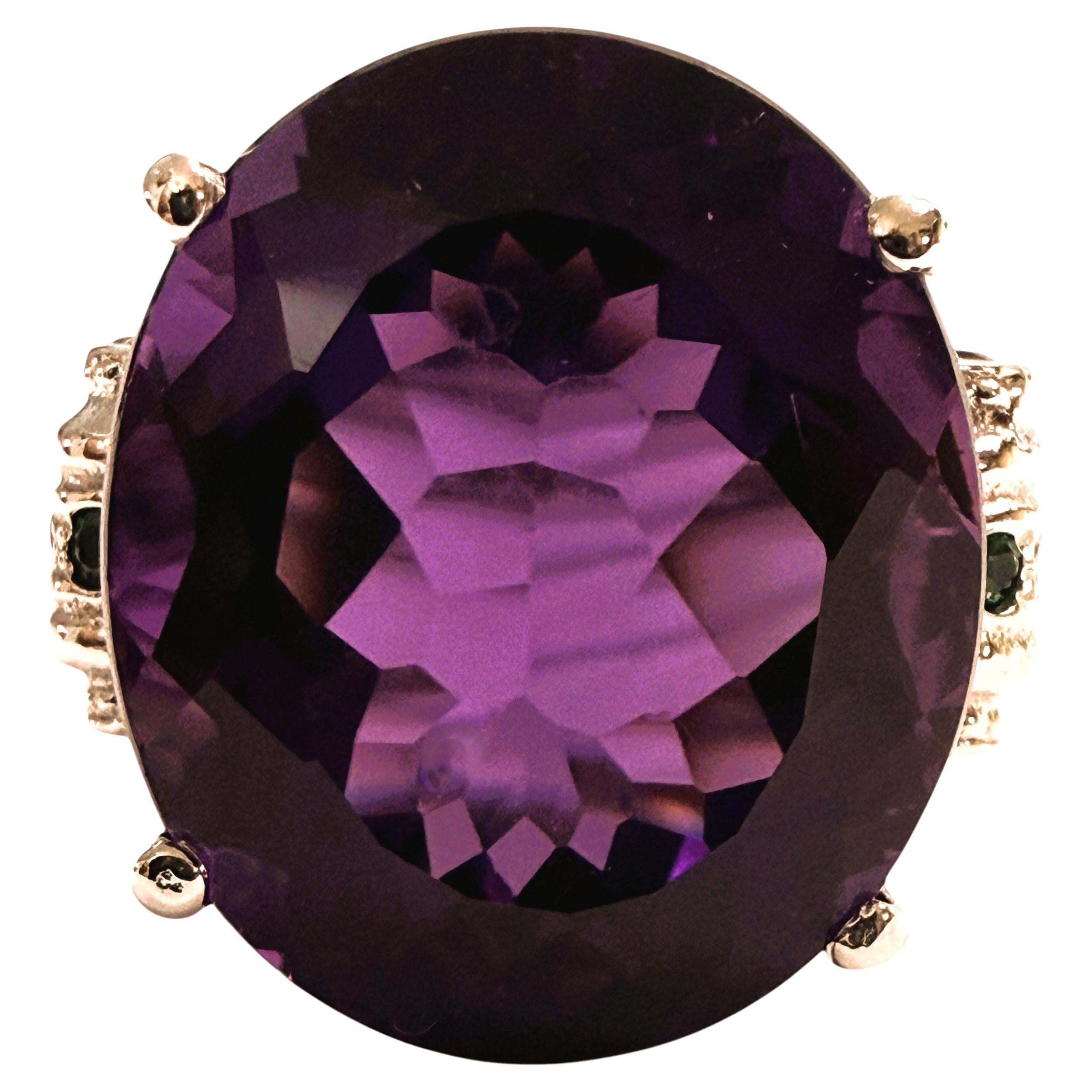 New 16.60 Carat Amethyst 
Diamond Cut Sapphire Sterling Ring Size 7 in vendita