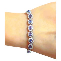 New 1.68 Carat Tanzanite 
Diamond Cut Sapphire 14k W Gold PL Sterling Bracelet