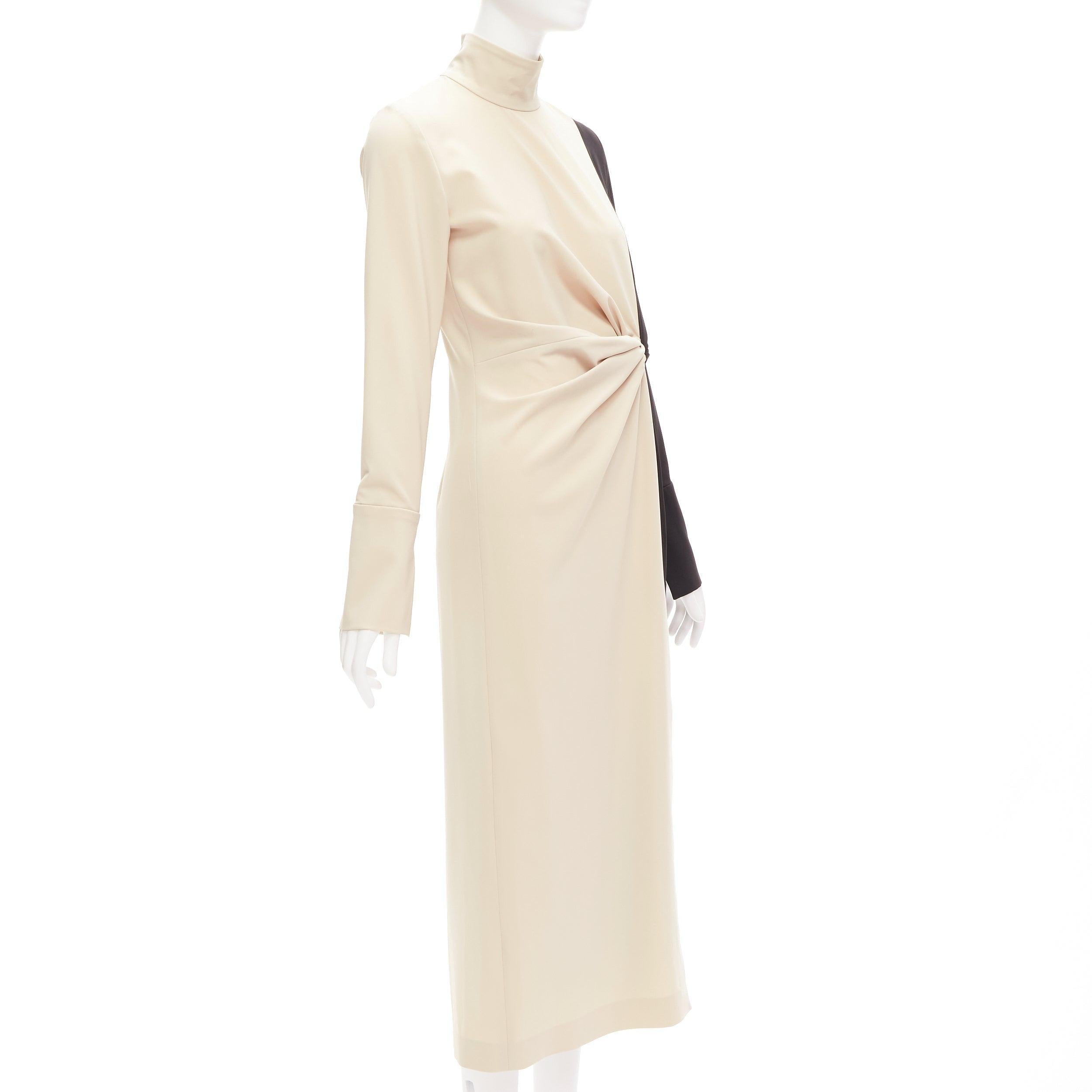 Beige new 16ARLINGTON Morie black nude bicolor knot front cruella de Ville dress UK8 S