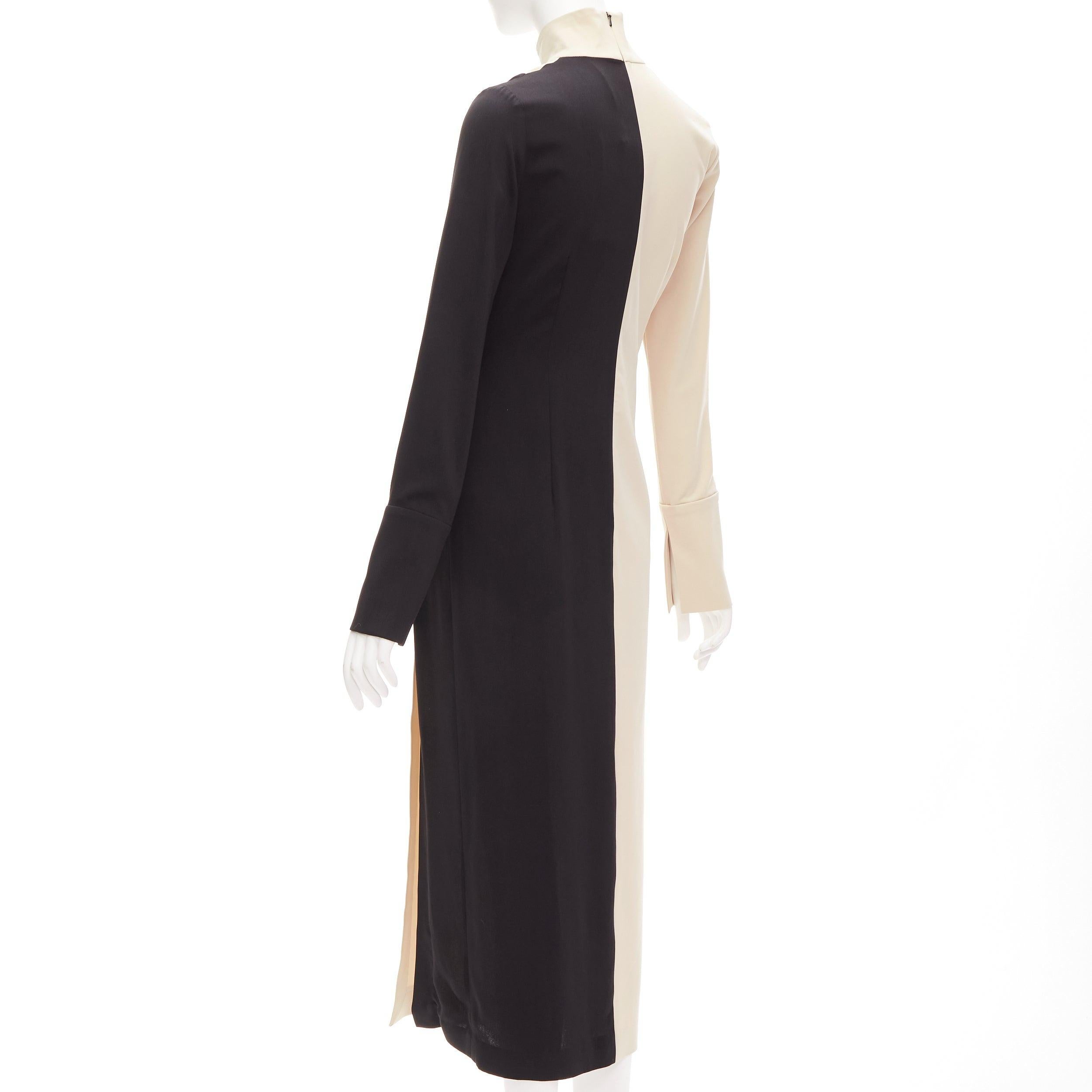 Women's new 16ARLINGTON Morie black nude bicolor knot front cruella de Ville dress UK8 S