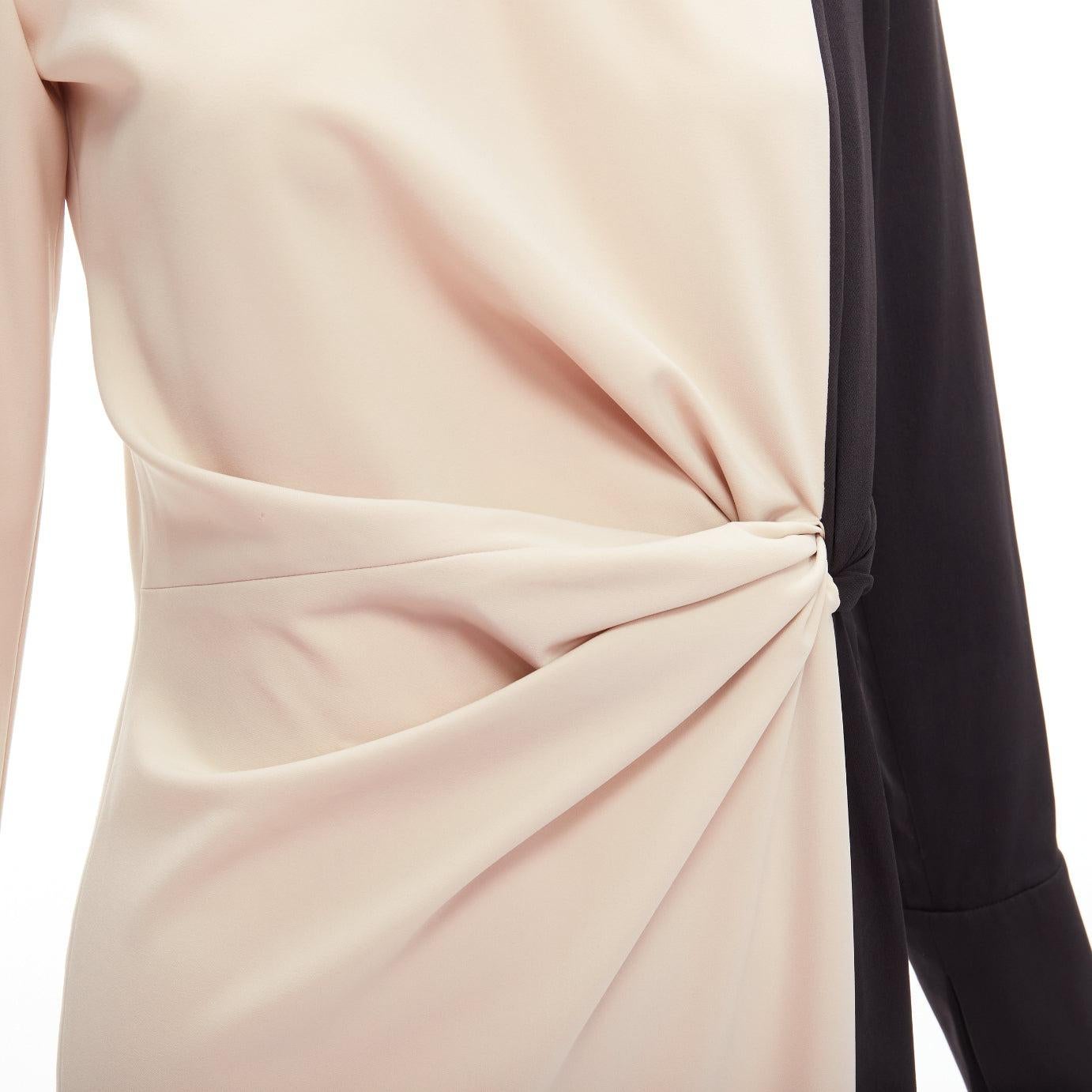 new 16ARLINGTON Morie black nude bicolor knot front cruella de Ville dress UK8 S 1