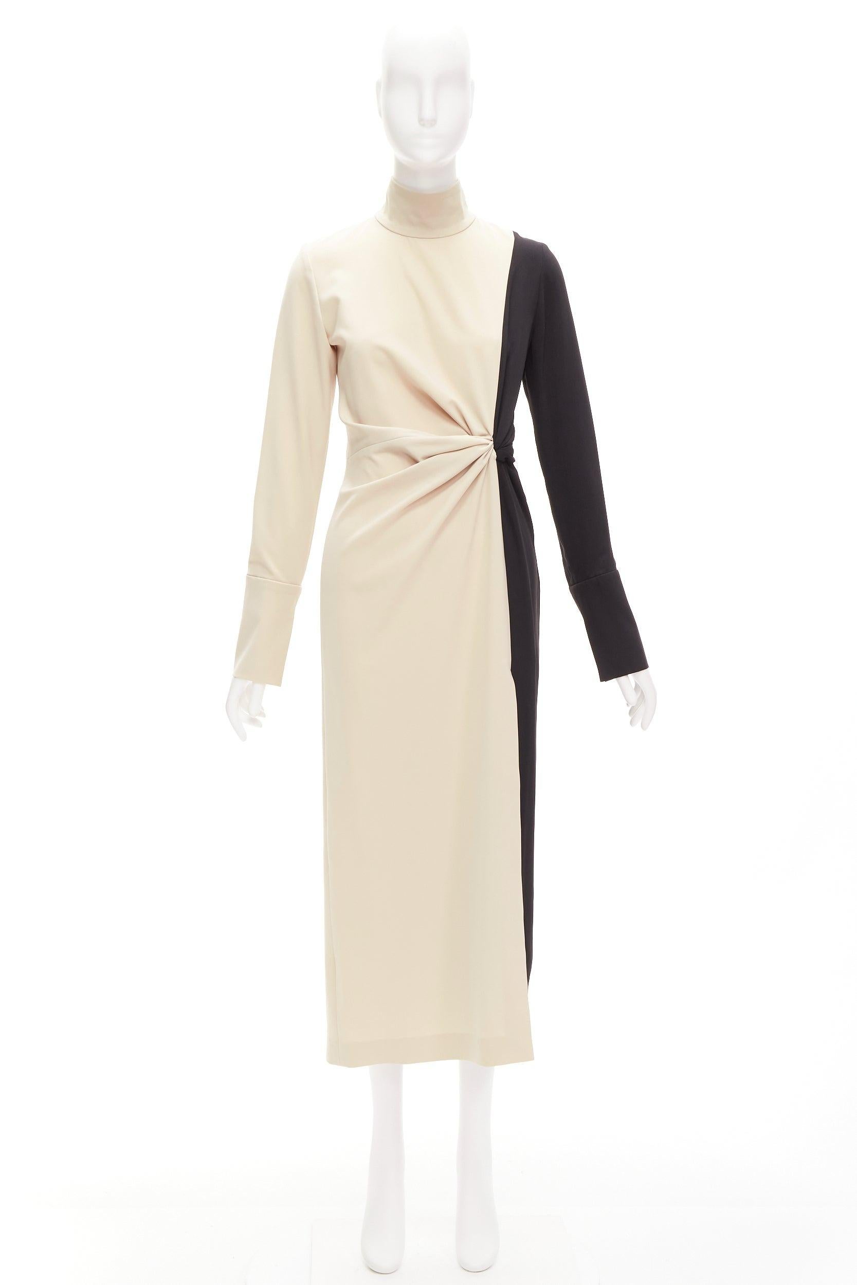 new 16ARLINGTON Morie black nude bicolor knot front cruella de Ville dress UK8 S 4