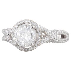 New 1.6ctw Diamond Halo Engagement Ring 14k White Gold Size 6.5 Round Center