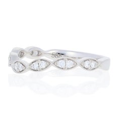 .16 Carat Round Brilliant Diamond Contoured Ring 14k Gold Milgrain Wedding Band