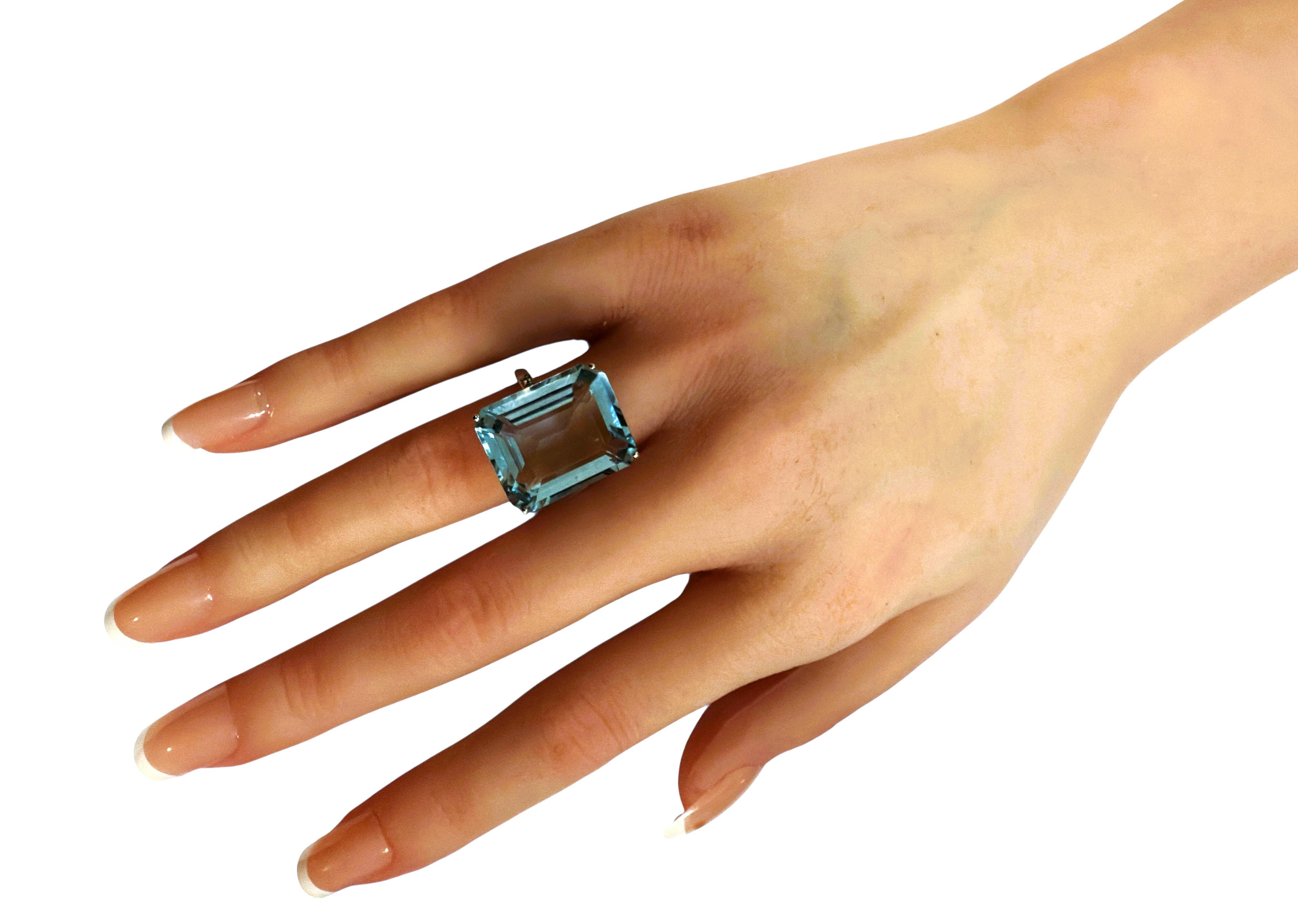 Nuevo Anillo de plata de ley con aguamarina de 17 quilates y zafiro talla diamante Corte esmeralda en venta