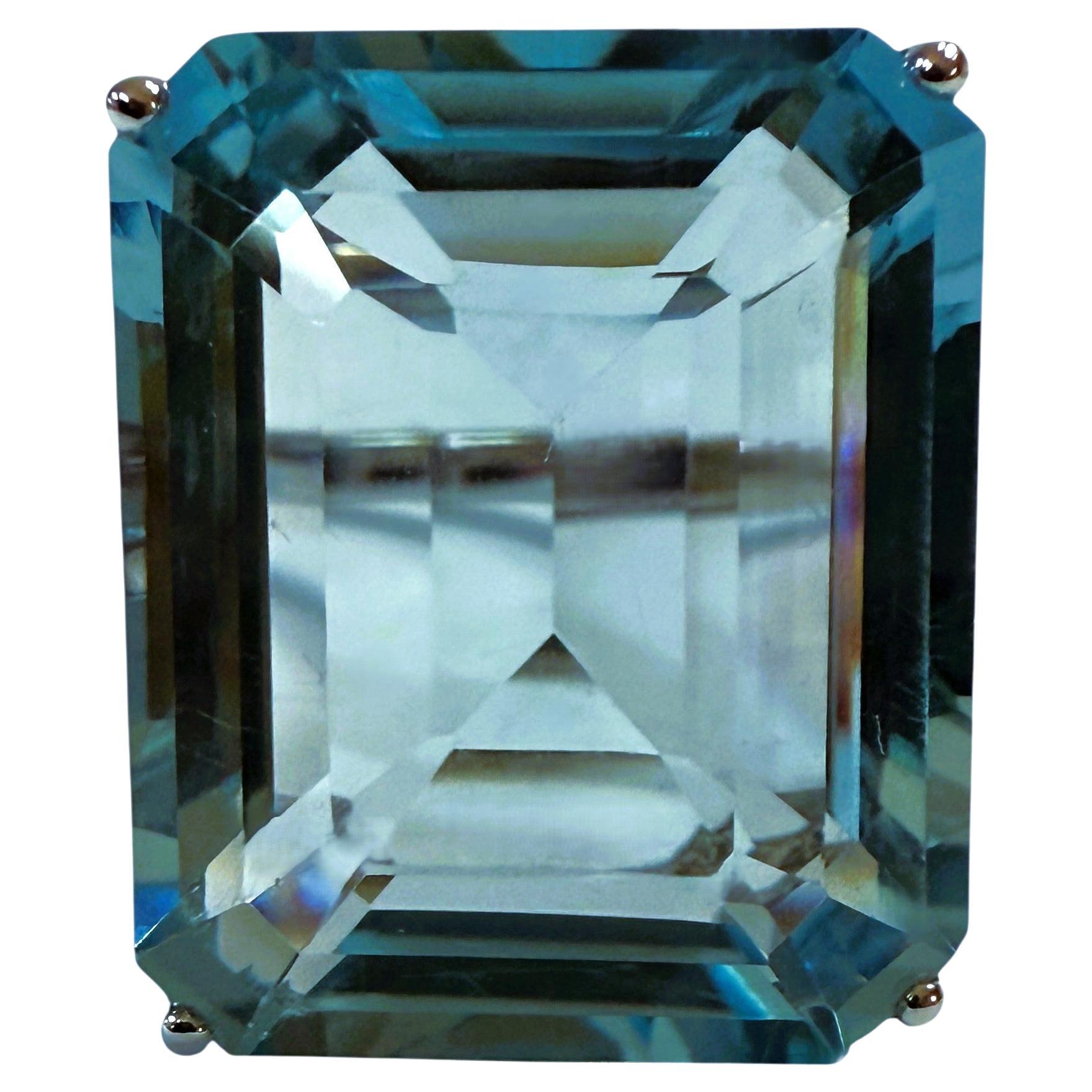 Nuevo Anillo de plata de ley con aguamarina de 17 quilates y zafiro talla diamante en venta
