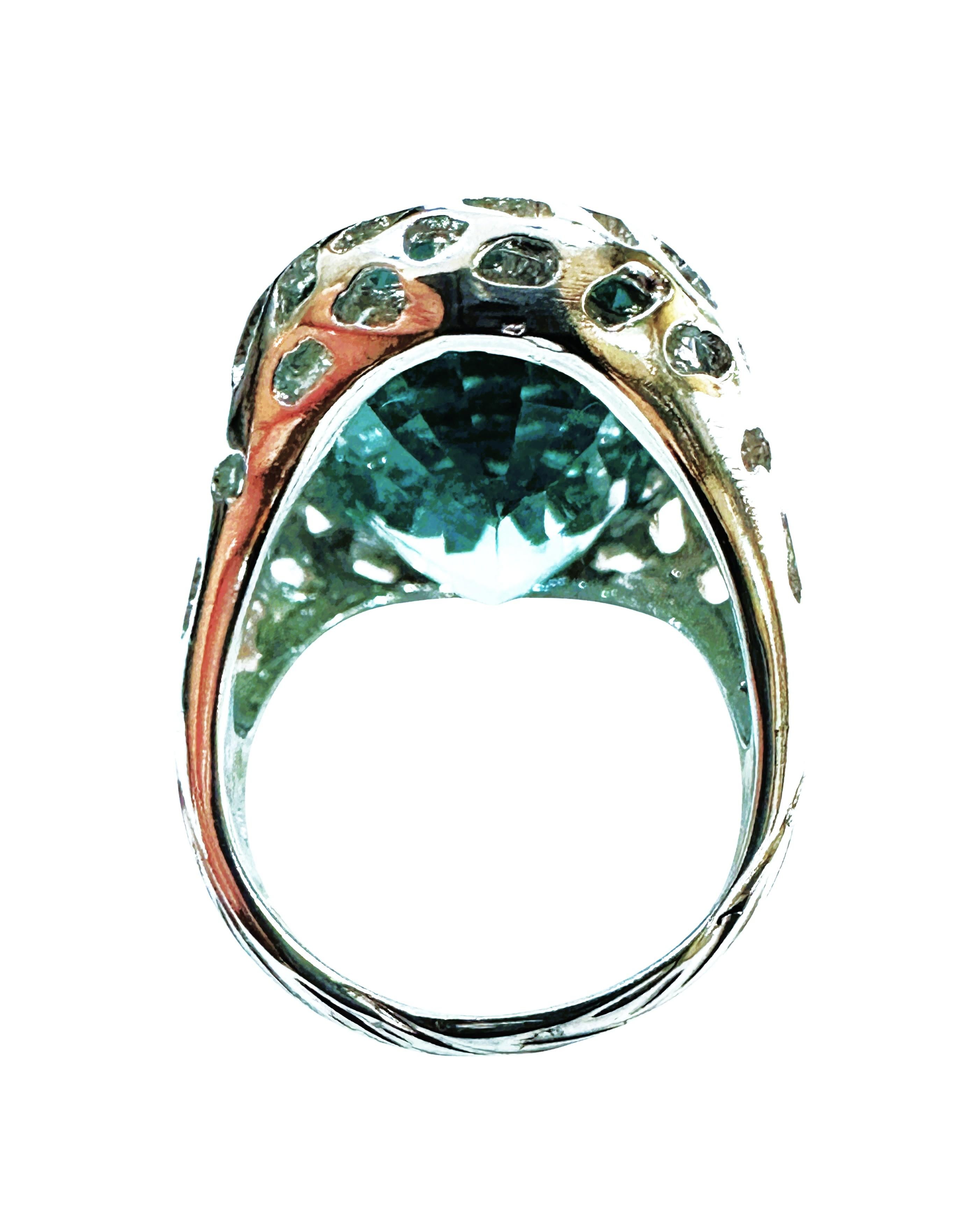 Oval Cut New 17.02 Carat Elysian Ocean Blue Aquamarine Sterling Ring Size 5.75
