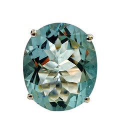 New 17.25 Carat Fancy Cut Aquamarine Sterling Ring Size 7