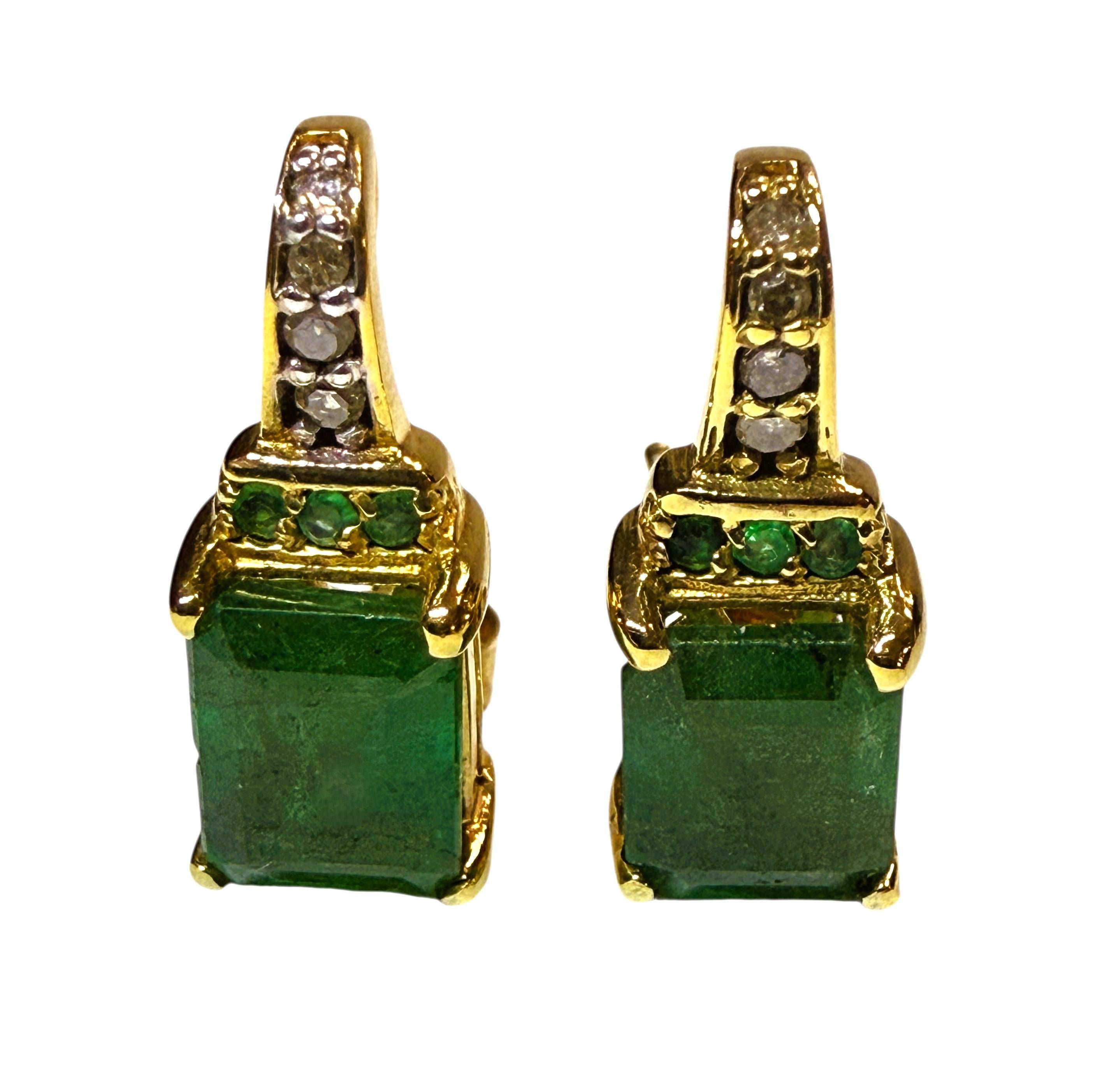 Neu 1,74 Karat Natürlicher Smaragd & Diamantschliff Saphir 14k Gold PL Ohrringe im Zustand „Neu“ im Angebot in Eagan, MN