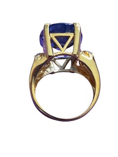 &New Ring aus 24-karätigem Gold und PL-Sterling-Silber mit einem 17,6-Karat-Kornblumen-Saphir, Ringgröße 7,25
