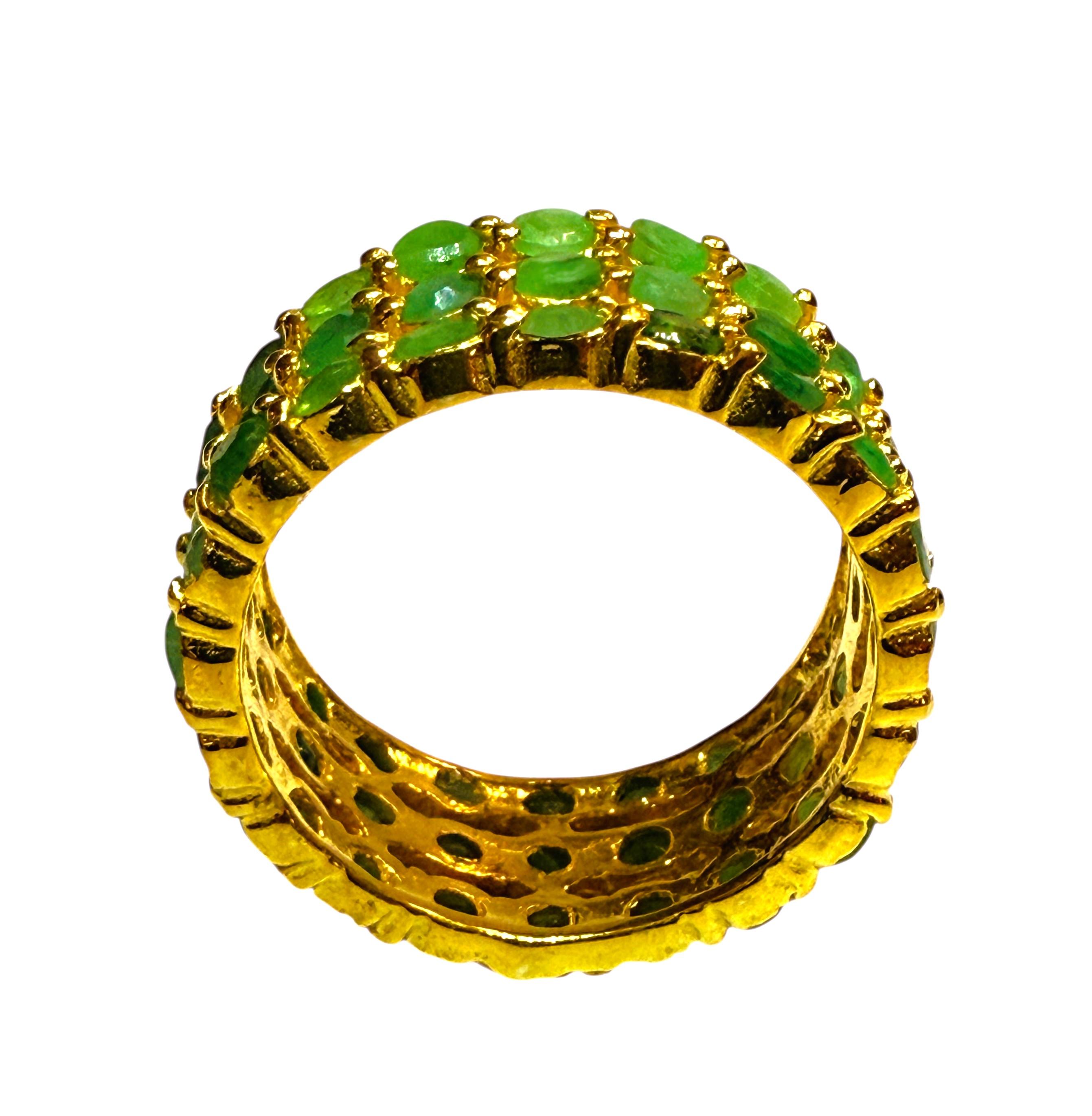 Art déco New 1.8 Carat Natural Diamond Cut Emerald Yellow Gold PL Sterling Ring Size 6.5 en vente