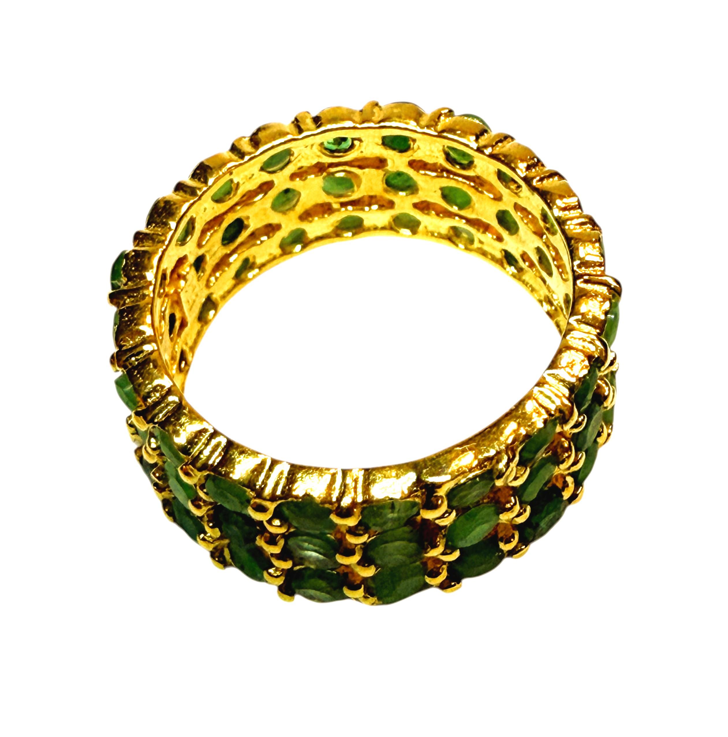 Taille ronde New 1.8 Carat Natural Diamond Cut Emerald Yellow Gold PL Sterling Ring Size 6.5 en vente