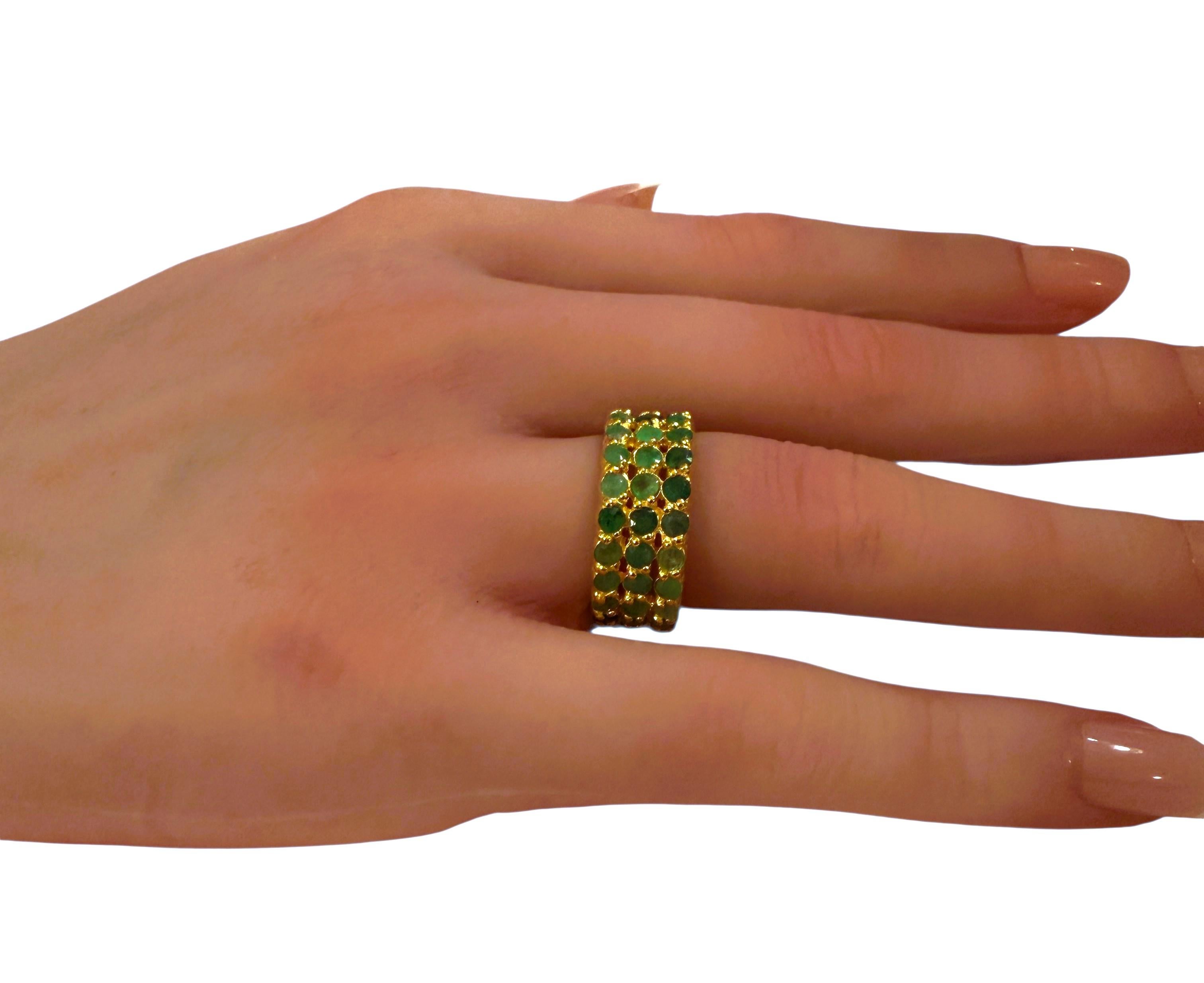 New 1.8 Carat Natural Diamond Cut Emerald Yellow Gold PL Sterling Ring Size 6.5 en vente 1
