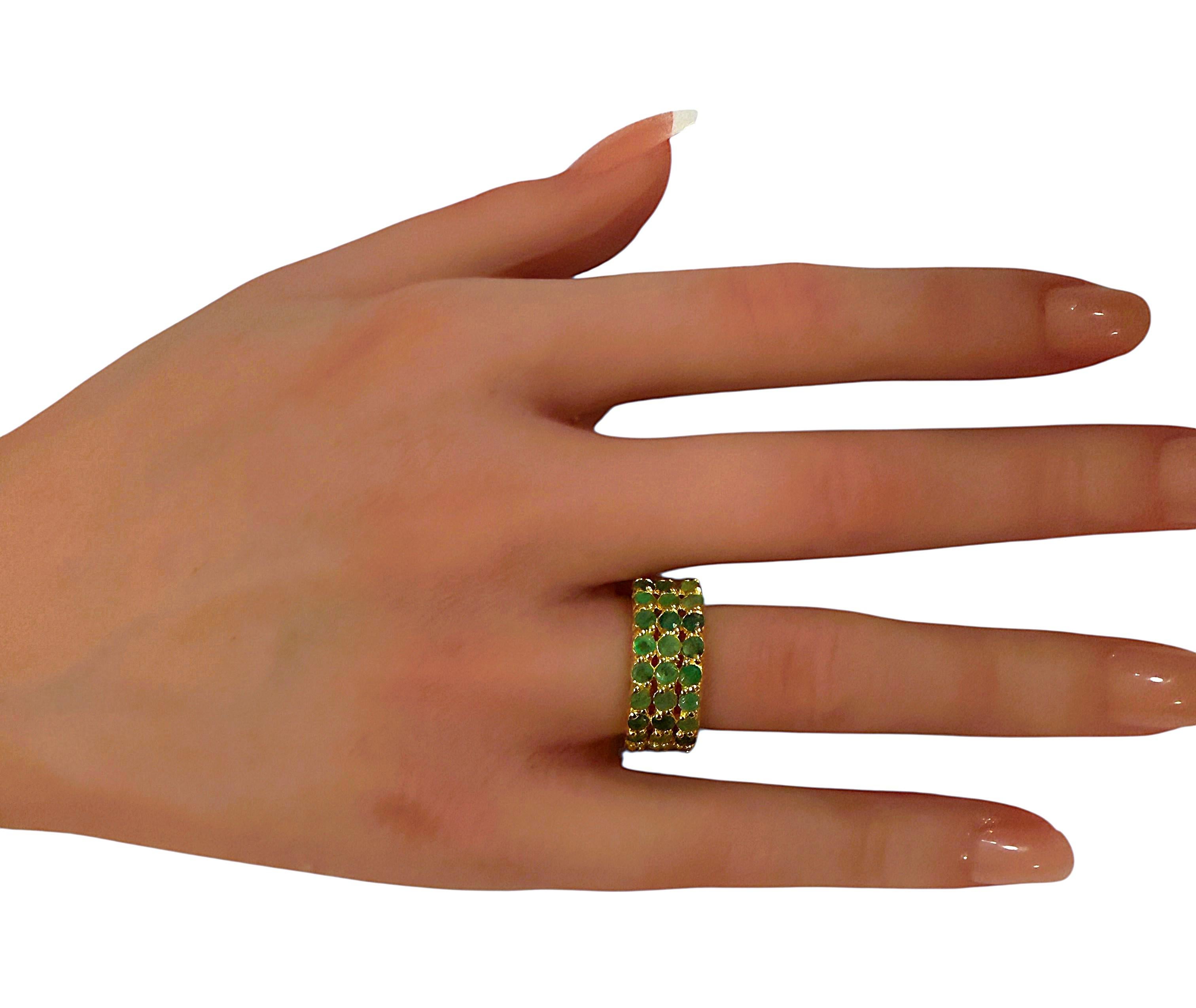 New 1.8 Carat Natural Diamond Cut Emerald Yellow Gold PL Sterling Ring Size 6.5 en vente 2