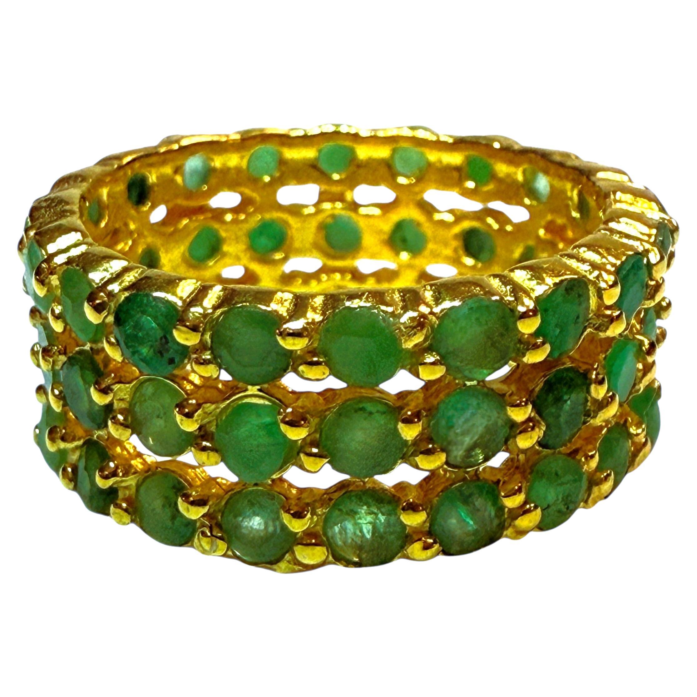 New 1.8 Carat Natural Diamond Cut Emerald Yellow Gold PL Sterling Ring Size 6.5 en vente