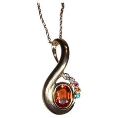 New  1.8 Ct Orange Sapphire Rose Gold Plated Sterling Pendant Necklace