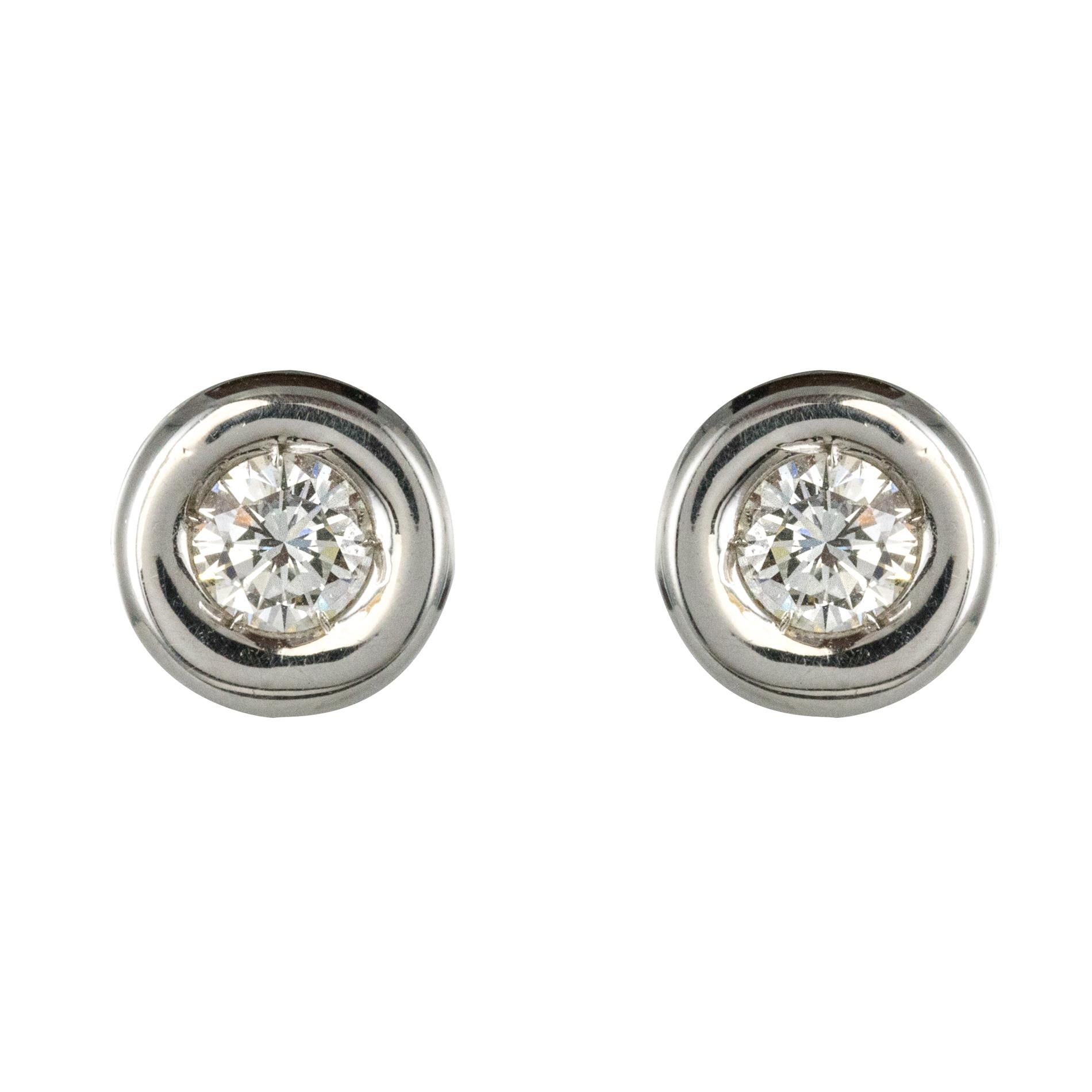 New 18 Karat White Gold Diamond Stud Earrings