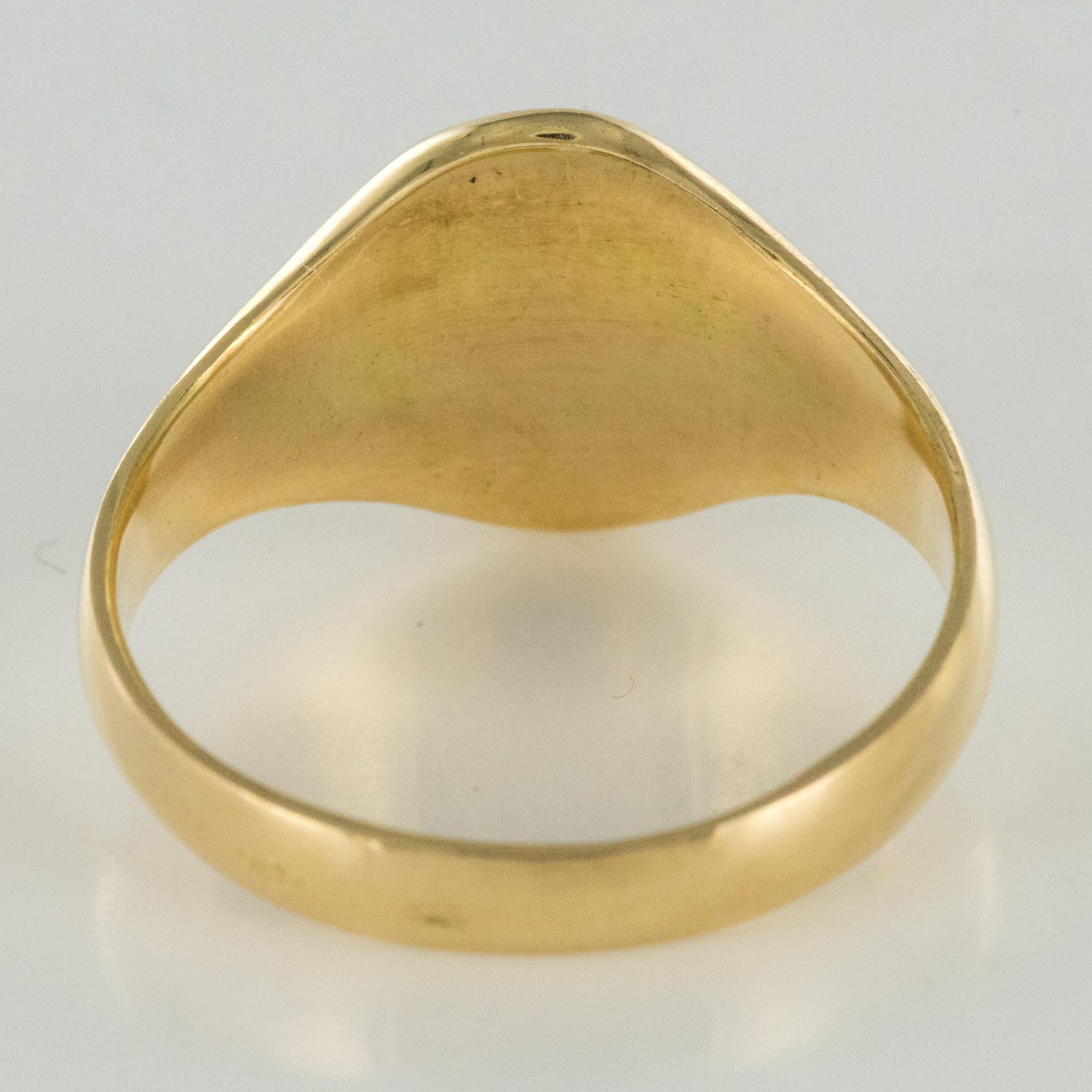 18 Karat Yellow Gold Blazon Women Modern Signet Ring 5