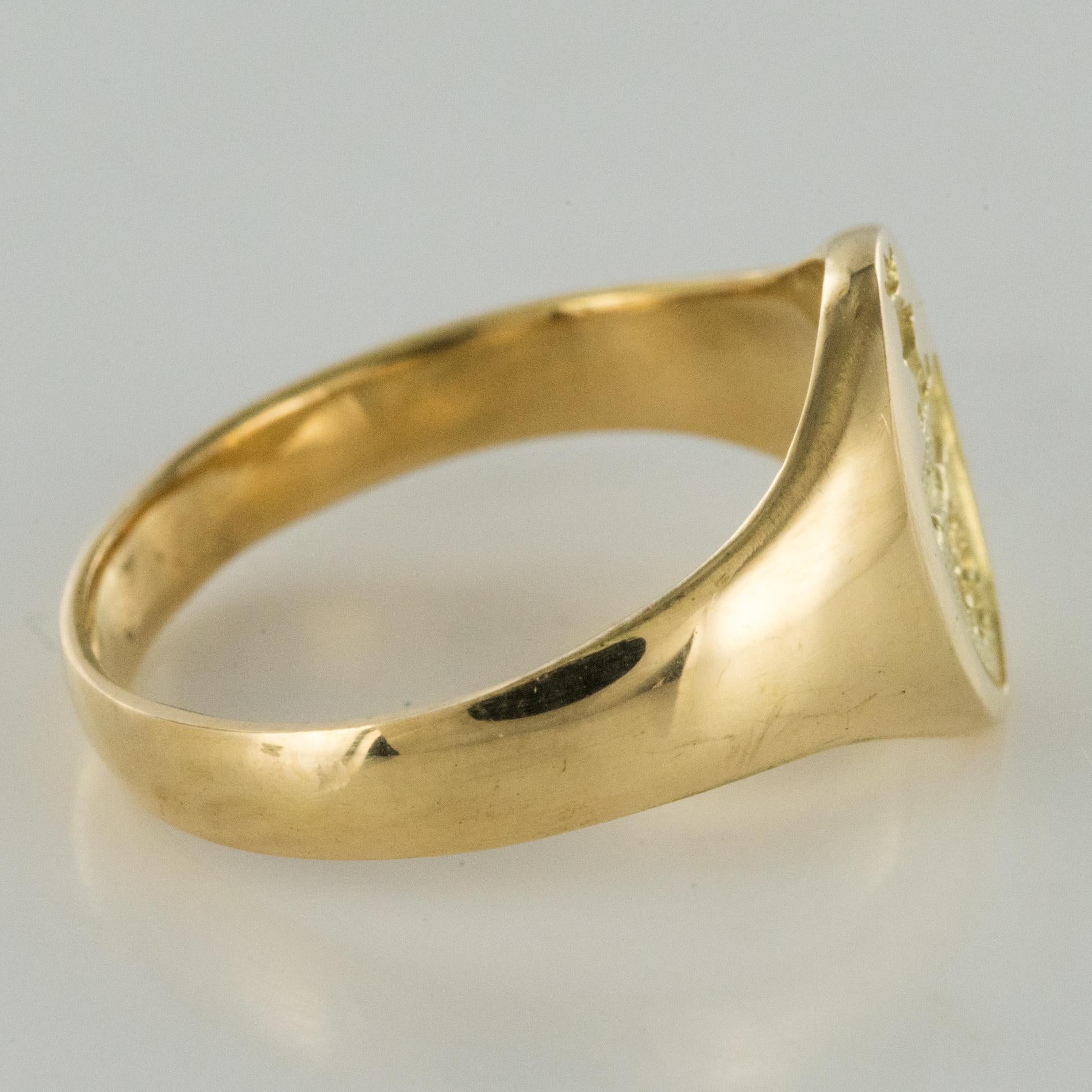 Women's 18 Karat Yellow Gold Blazon Women Modern Signet Ring