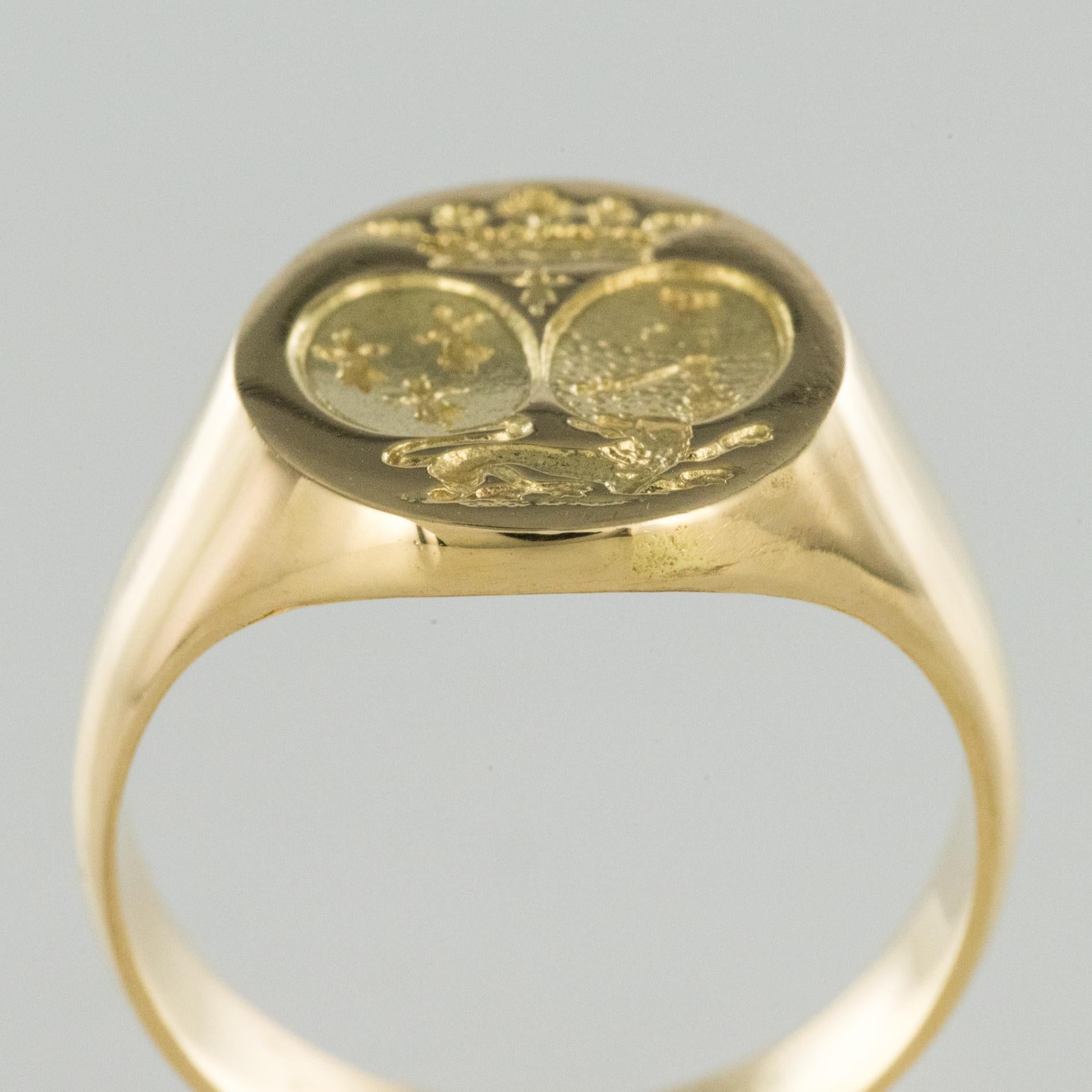 18 Karat Yellow Gold Men's Modern Signet Ring 4