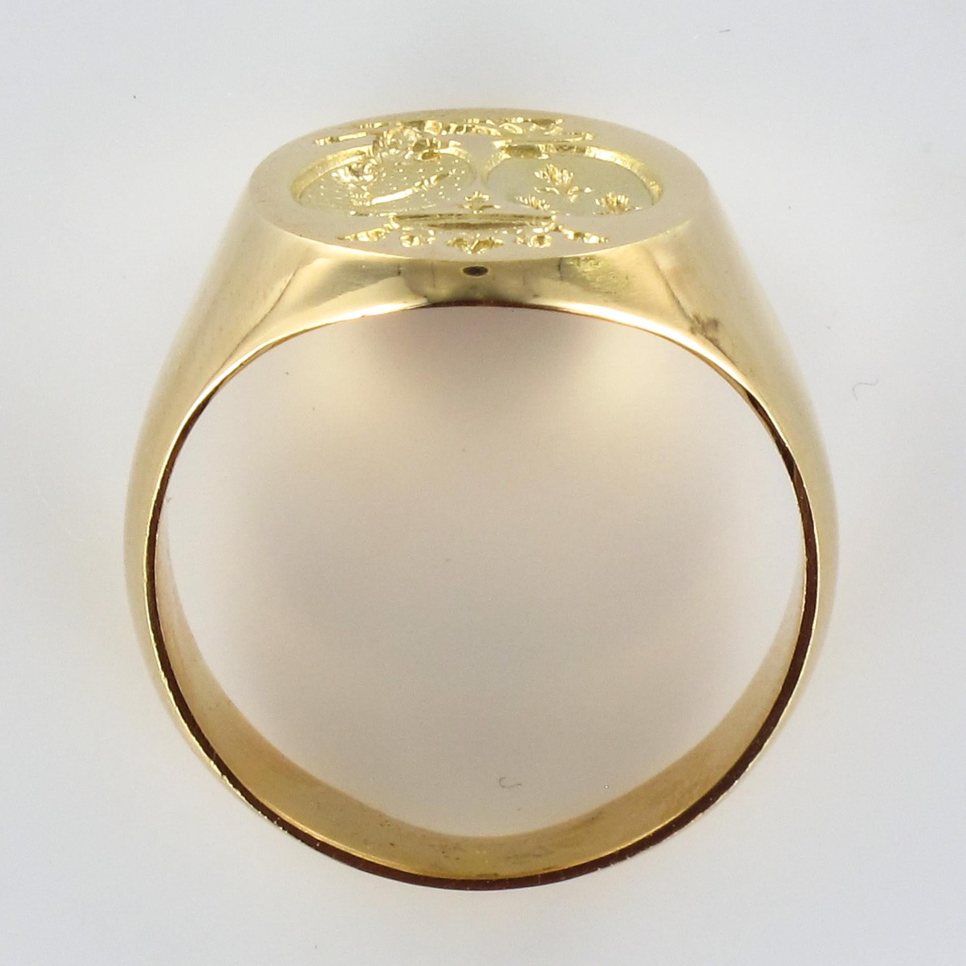 18 Karat Yellow Gold Men's Modern Signet Ring 7