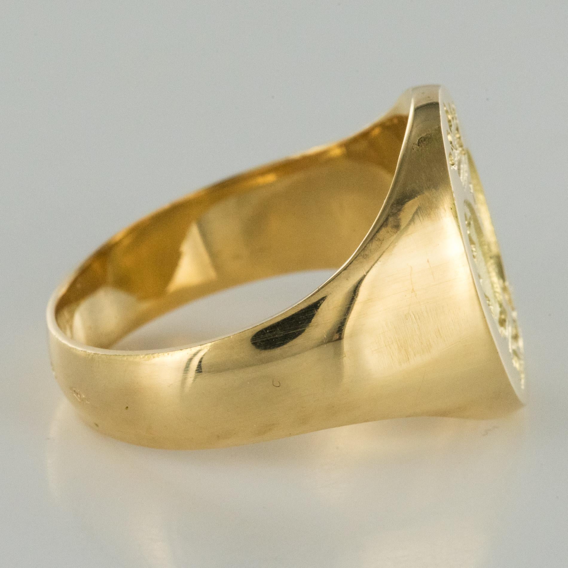 18 Karat Yellow Gold Men's Modern Signet Ring 2