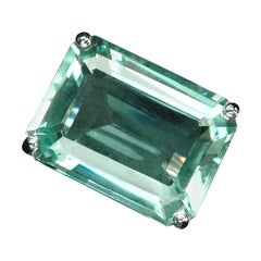 New 18.6 Carat Aquamarine & Sapphire Sterling Silver Ring