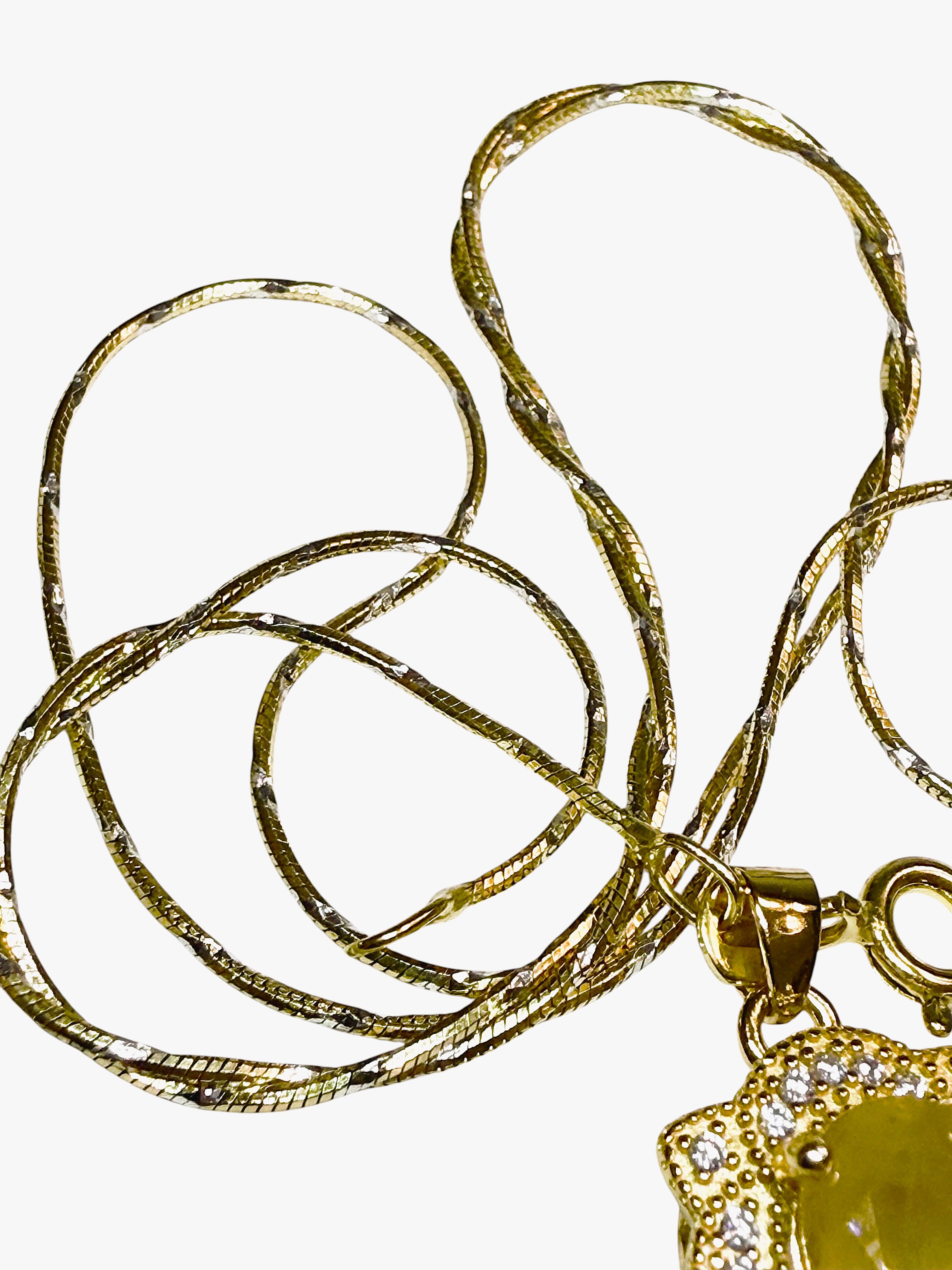 Neu 1,86 Karat natürlicher gelber Topas & Diamantschliff Saphir Gold PL Halskette im Angebot 6