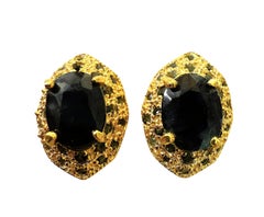 Nuevo Zafiro de 1,86 quilates y zafiro talla diamante Pendientes de oro de 14k Y PL de ley