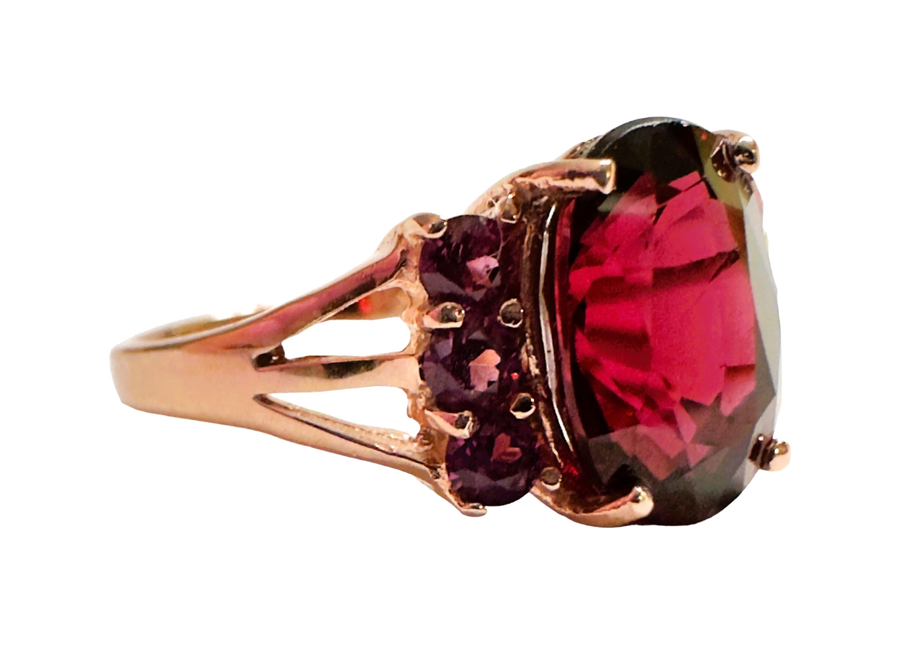 Women's New 1.86 ct Mozambique Rhodolite Garnet Rose Gold Plated Sterling Ring For Sale