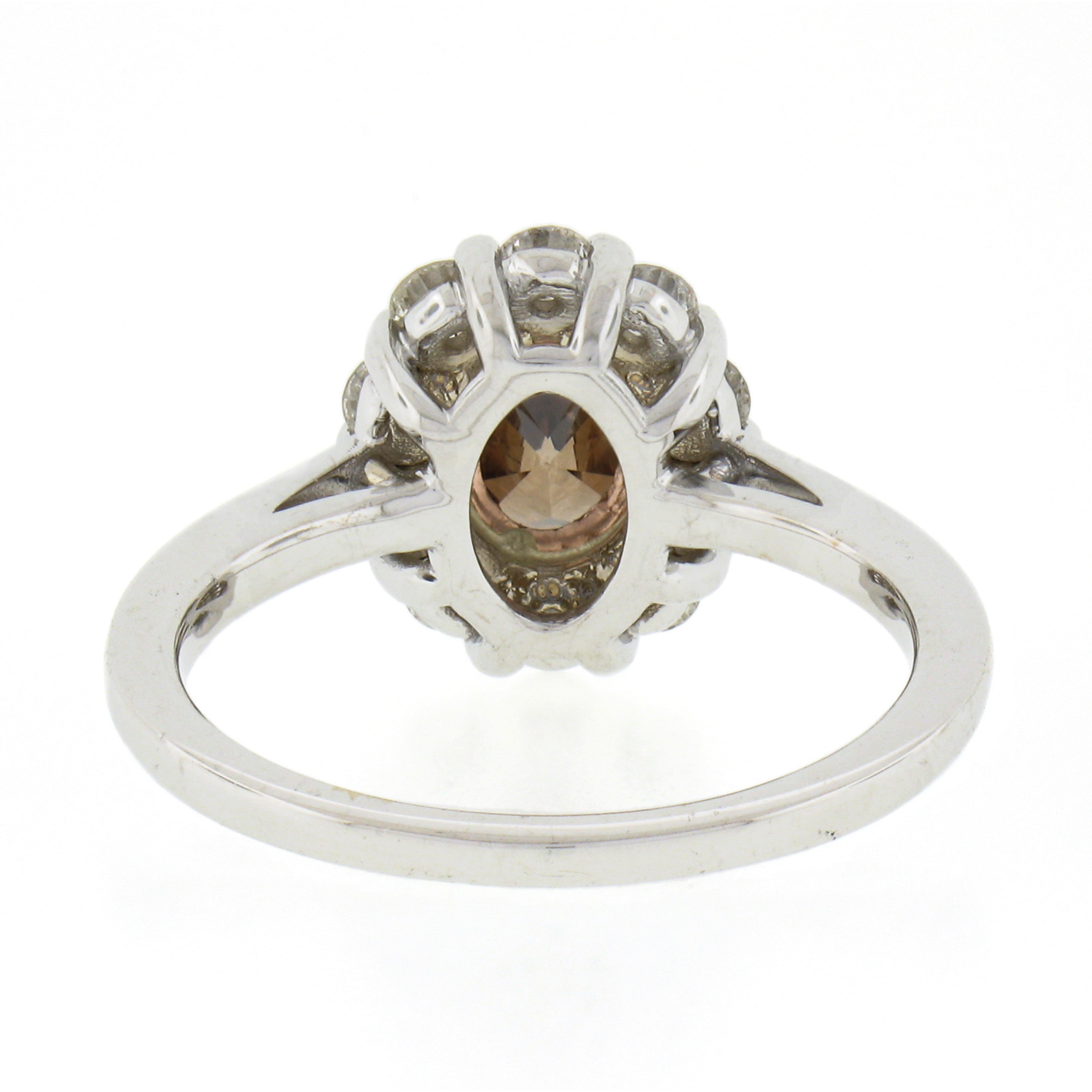 New 18k & 14k Gold Gia Fancy Dark Yellow Brown Solitaire W/ Diamond Halo Ring For Sale 2