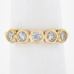 NEW 18k Gold 0.63ct Milgrain Bezel Round Diamond 5 Stone Stack Wedding Band Ring
