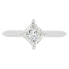 NEW 18k Gold 1.10ct GIA Princess Diamond Solitaire Knife Edge Engagement Ring