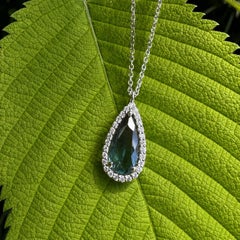 New 18k Gold 1.61ctw GIA Color Change Pear Alexandrite Diamond Halo Pendant
