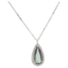 New 18k Gold 1.61ctw GIA Color Change Pear Alexandrite Diamond Halo Pendant