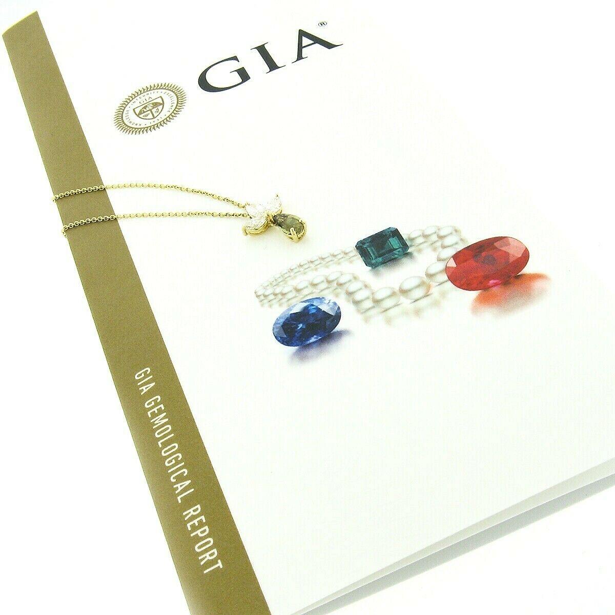 Women's New 18k Gold 1.70ct GIA Pear Alexandrite Marquise Diamond Dangle Pendant & Chain