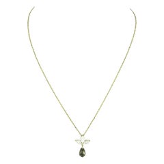 New 18k Gold 1.70ct GIA Pear Alexandrite Marquise Diamond Dangle Pendant & Chain