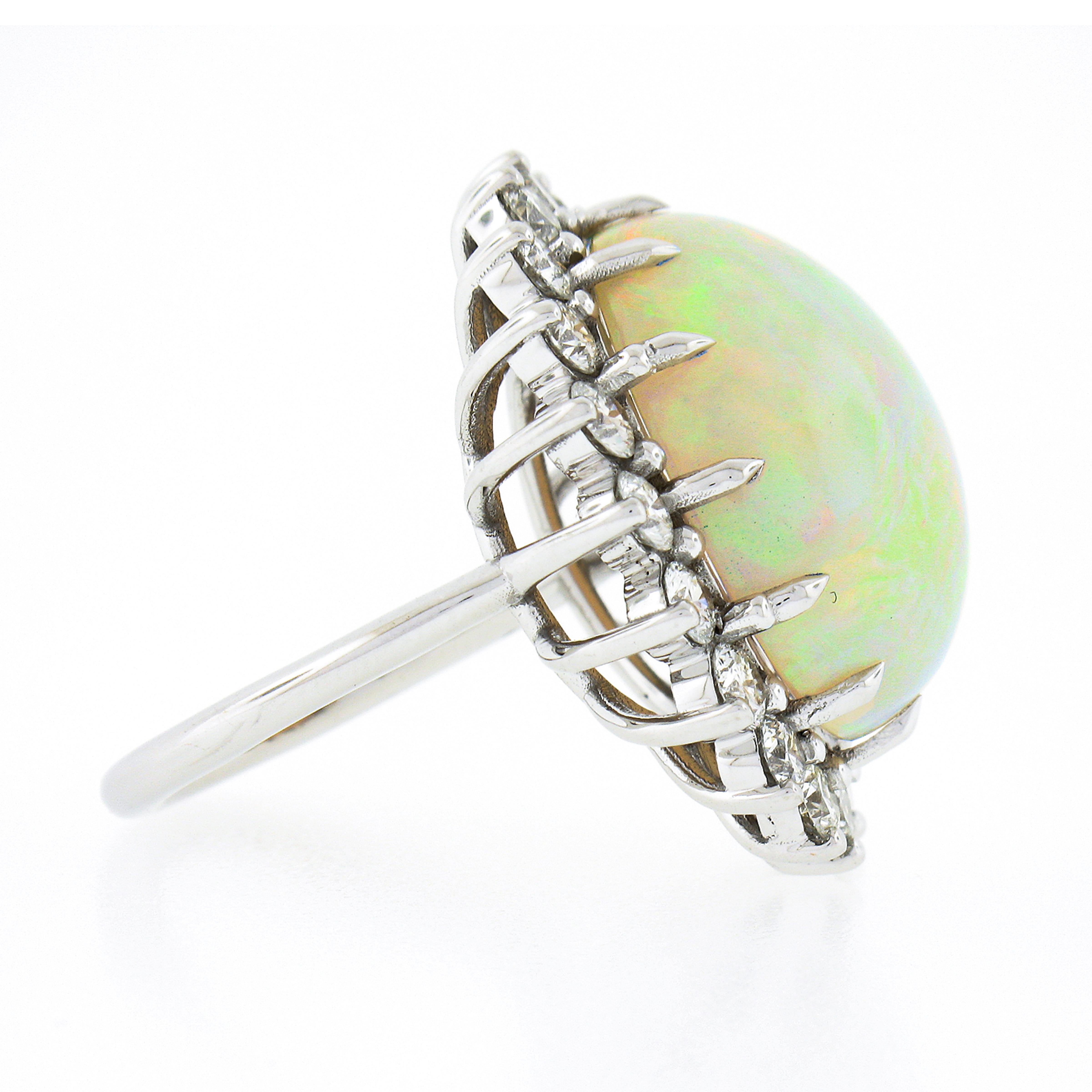 New 18k Gold 17.61ctw GIA Oval Cabochon Opal w/ Round Diamond Halo Cocktail Ring In New Condition For Sale In Montclair, NJ