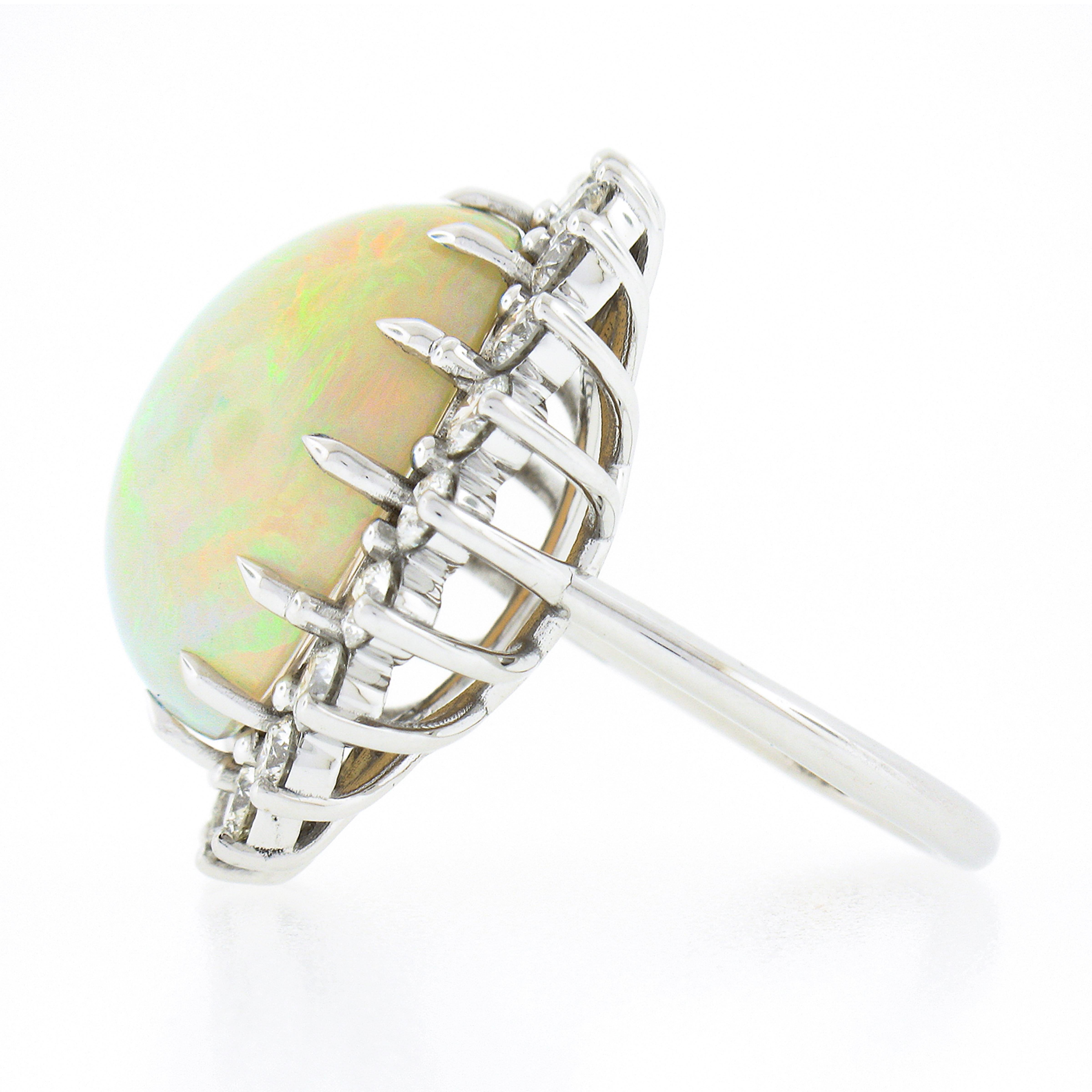 Women's New 18k Gold 17.61ctw GIA Oval Cabochon Opal w/ Round Diamond Halo Cocktail Ring For Sale