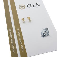 New 18K Gold 1.81Carat Gia Round Brilliant Diamond 4 Prong Martini Stud Earrings
