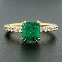 New 18K Gold 3.04ctw SSEF Colombian Emerald & Round Diamond Engagement Ring