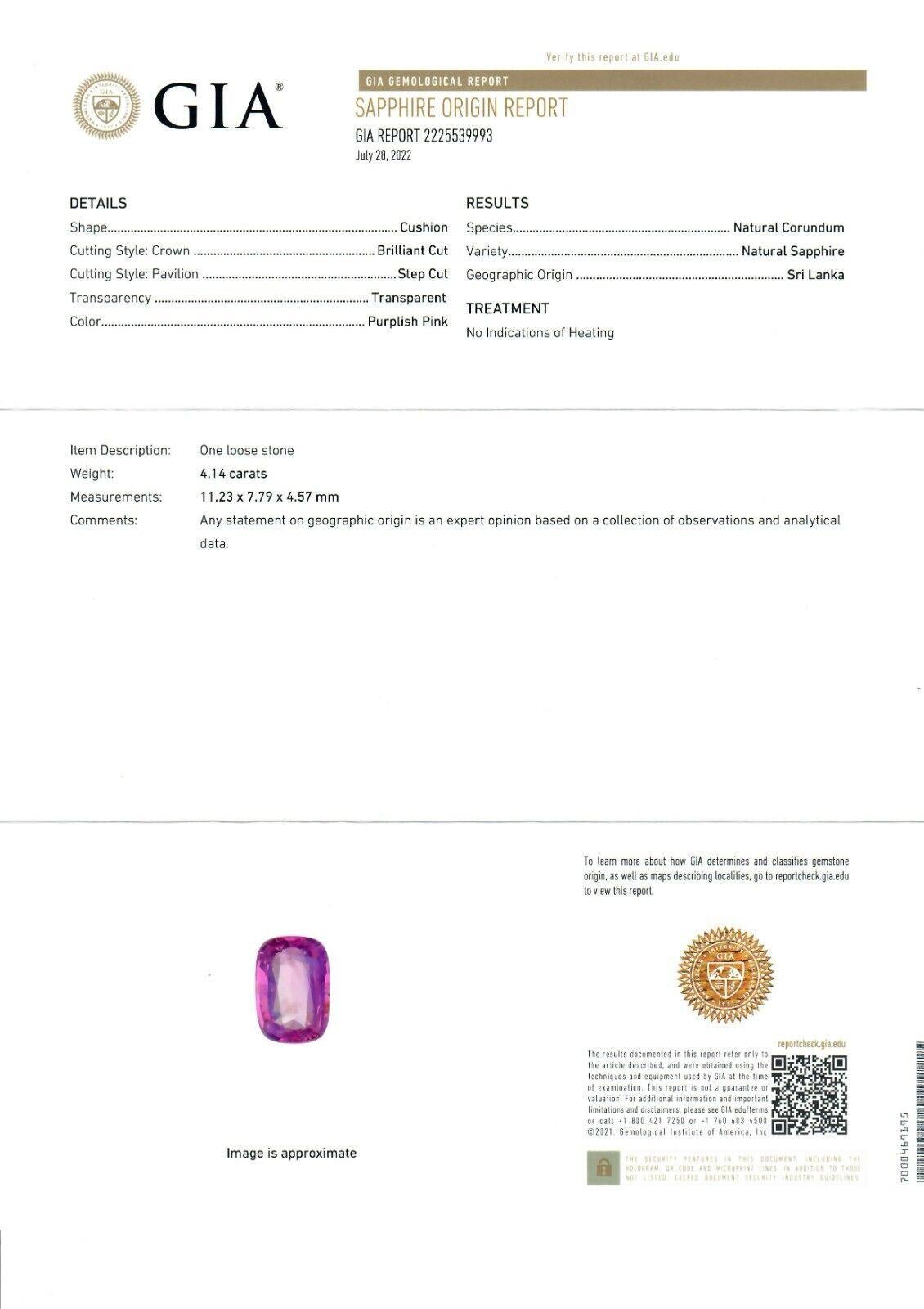 NEW 18K Gold 5,24ctw GIA NO HEAT Rosa Saphir & Diamant Halo Anhänger Halskette im Angebot 5