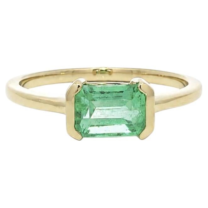 Nouvelle bague solitaire en or 18 carats, sertie d'un diamant colombien de 0,93 carat certifié GIA, sans huile, à demi-sertissage et orientée sur le côté