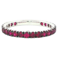 New 18k Gold Black Rhodium 1.35ctw Deep Red Ruby Eternity Stack Band Ring Sz6.5